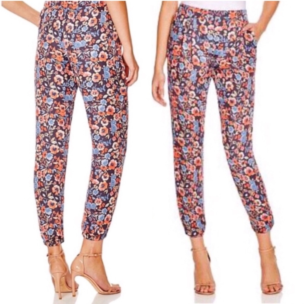 NWT! Joie Augen Stingray Blue/Orange Floral Track Jogger Pants